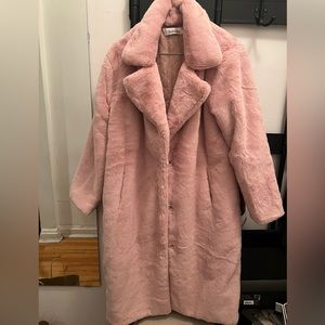 Pink Faux Fur Midi Coat from NYC Boutique Maison Atia, size S
